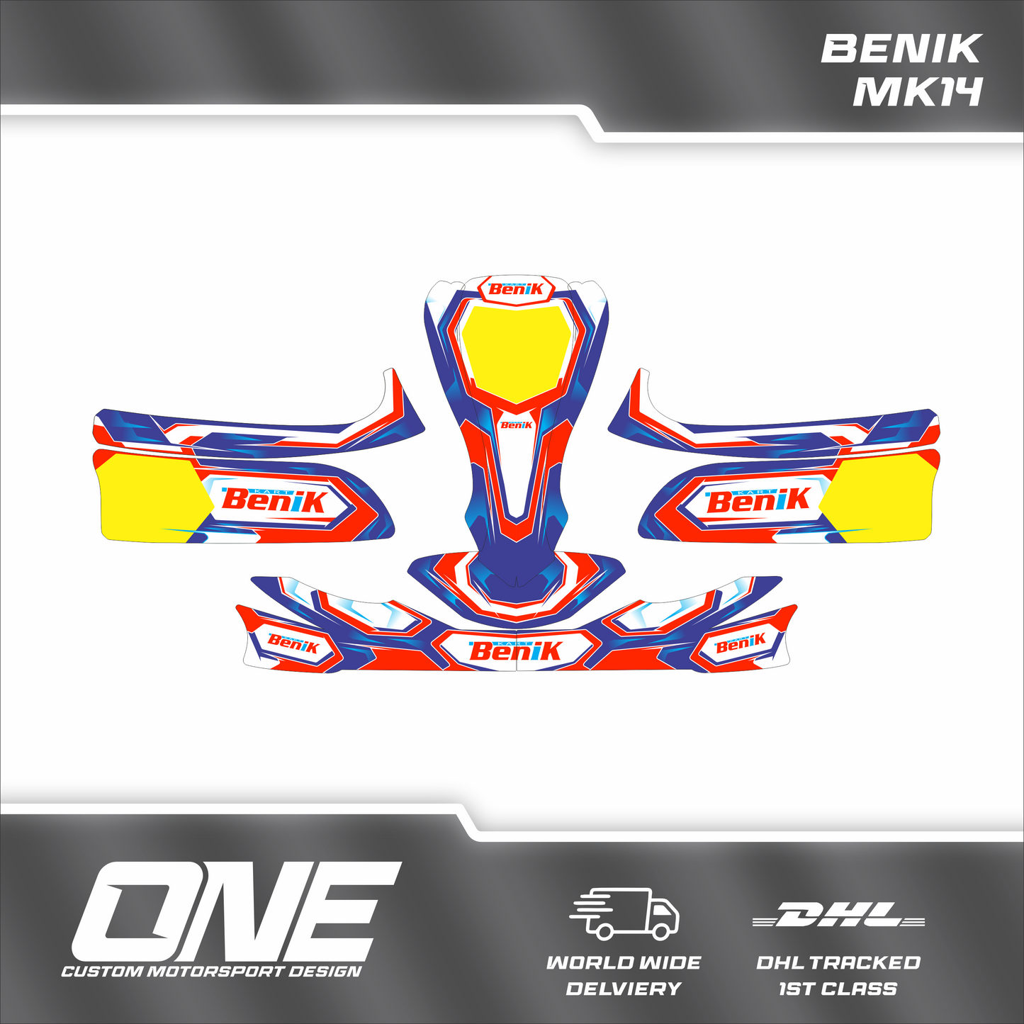 Replica Benik Kart Graphics Kit – Fluro Red