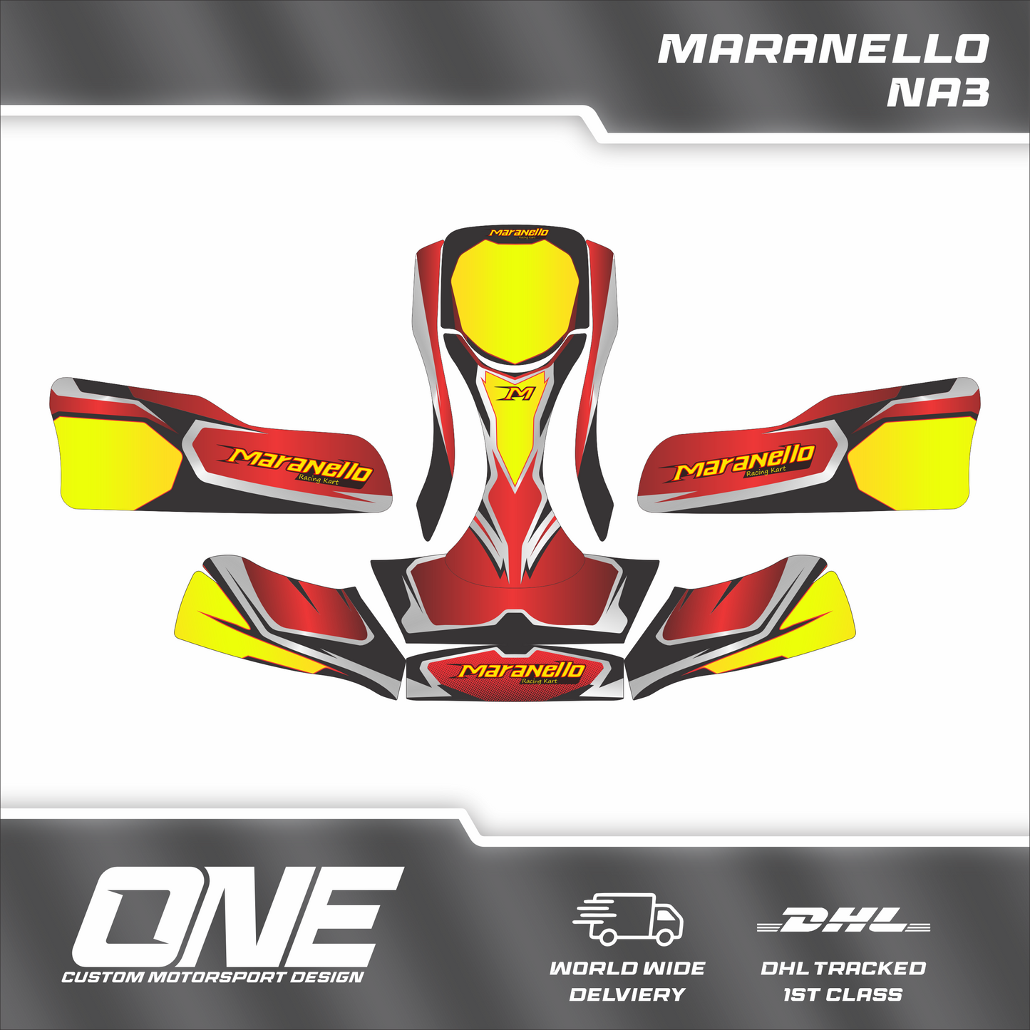 Replica Maranello Kart Graphics Kit – Silver Chrome