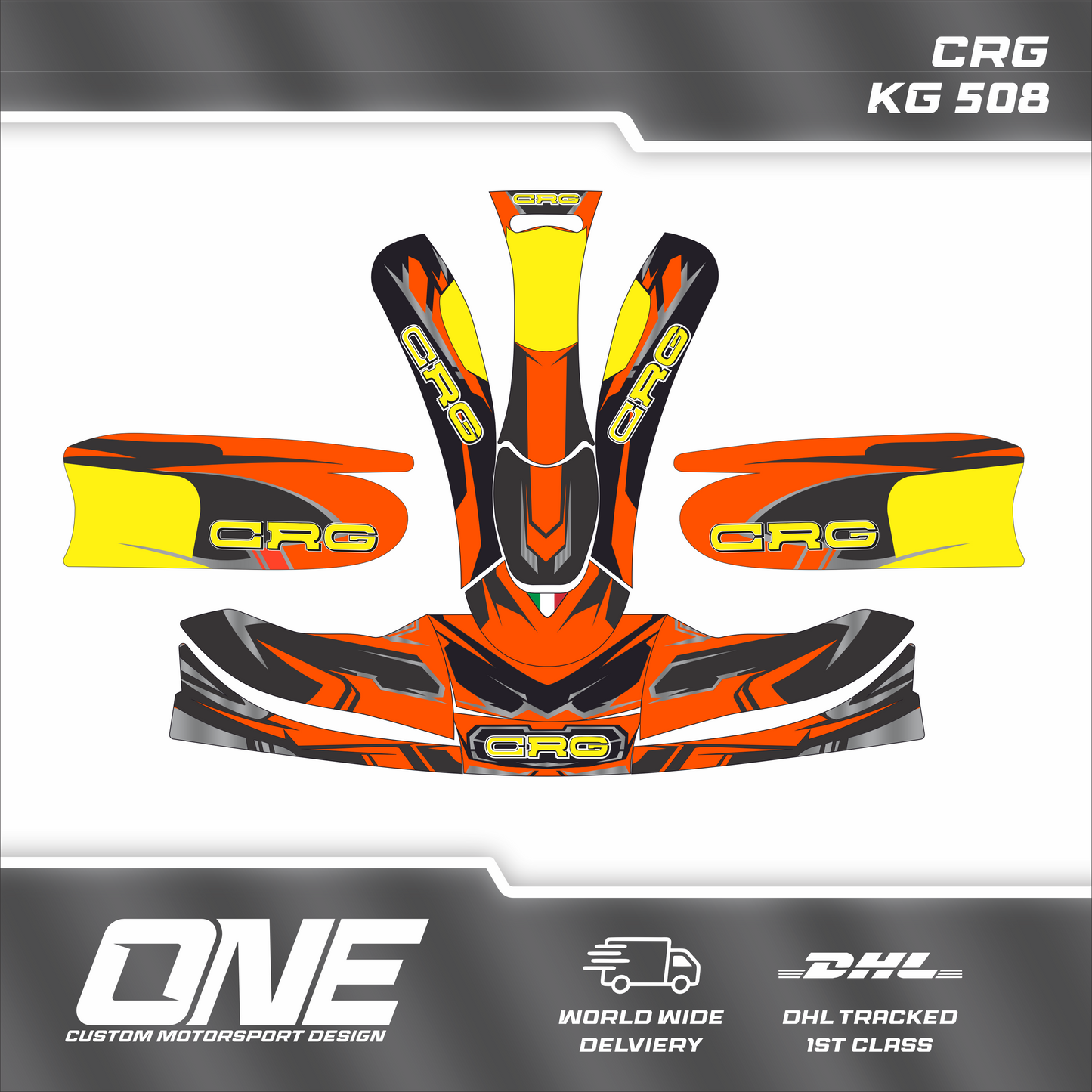 Replica CRG Kart Graphics Kit – Fluro, Silver Chrome