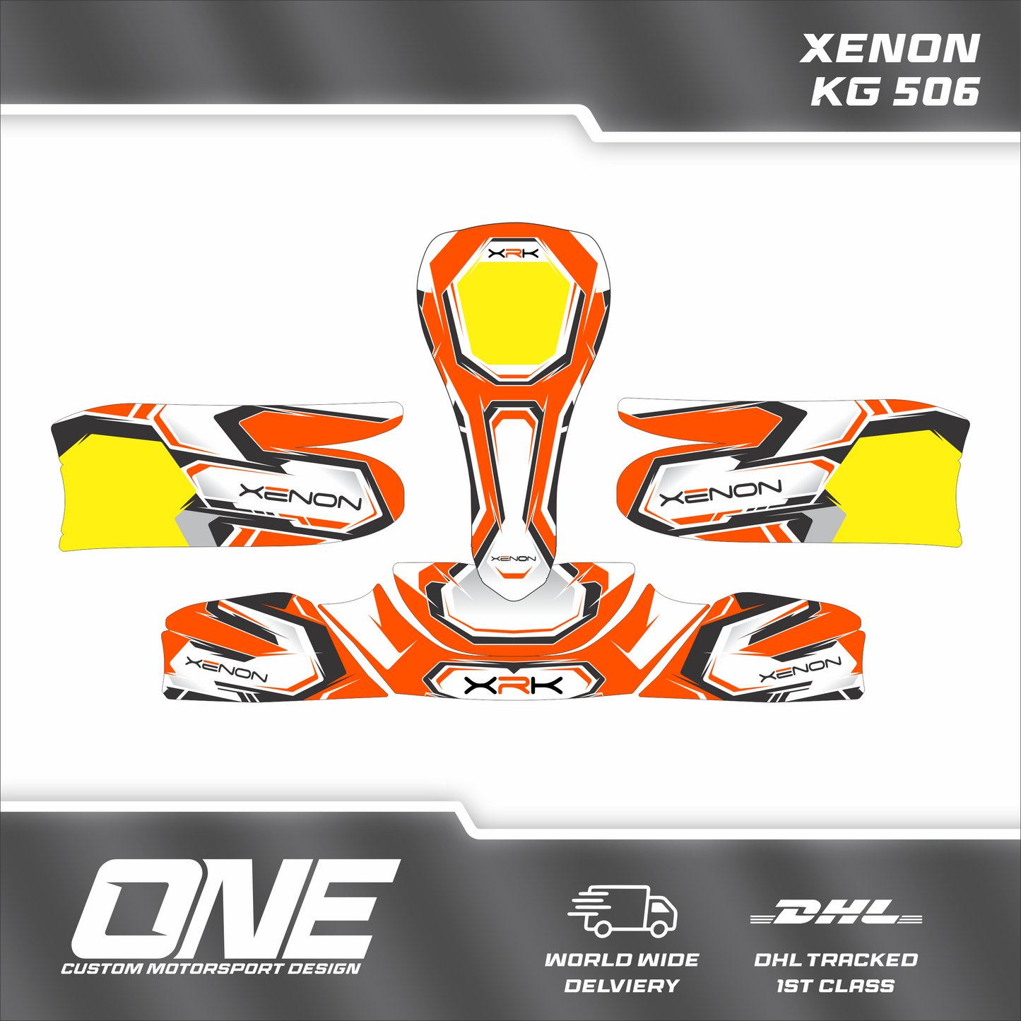 Replica Xenon Kart Graphics Kit – Fluro, Silver Chrome