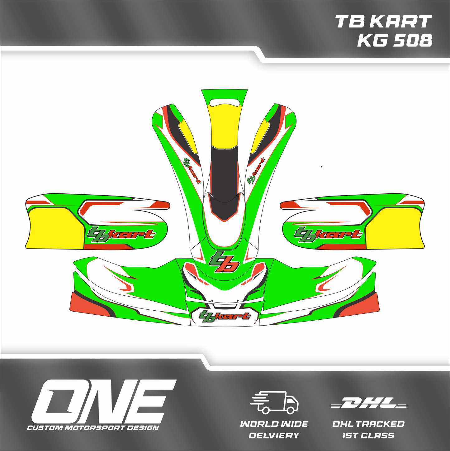 Replica TB Kart Graphics Kit – Fluro Green